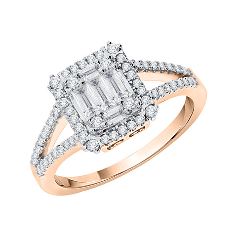 KATARINA Round and Baguette Cut diamond Engagement Ring (1/2 cttw)