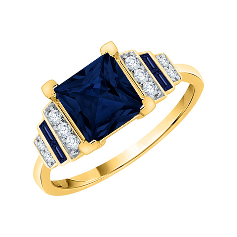 KATARINA 1 1/2 cttw Prong Set Diamond and Blue Sapphire Engagement Ring