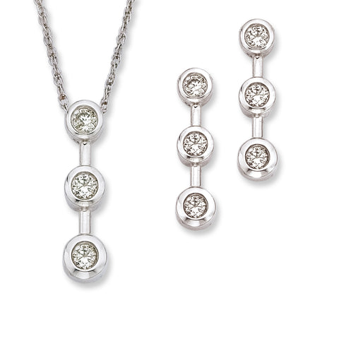KATARINA Bezel set 3 Diamond Jewelry Set