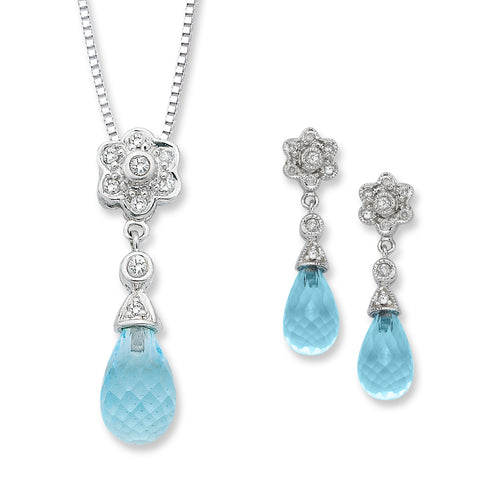 KATARINA Diamond and Blue Topaz Jewelry Set