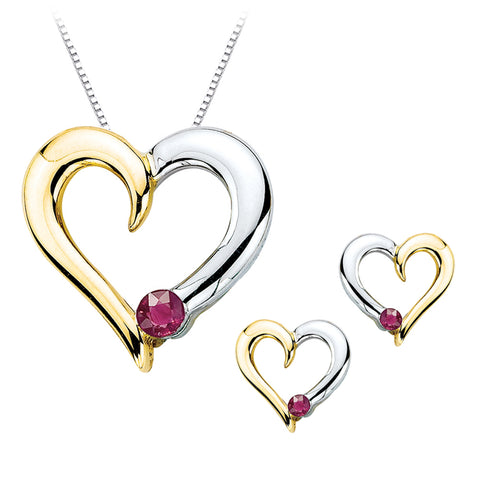 KATARINA Ruby Heart Jewelry Set (1/4 cttw)