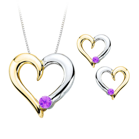 KATARINA Pink Tourmaline Heart Jewelry Set