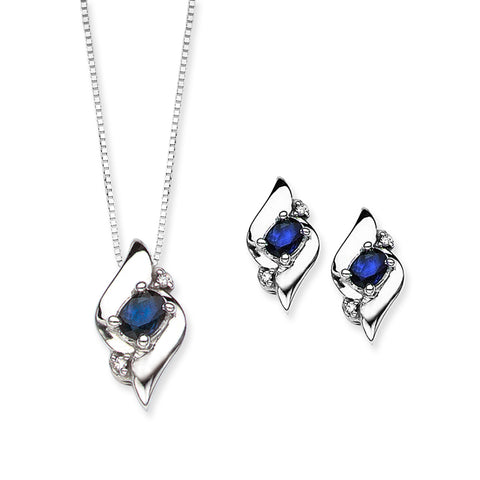 KATARINA Diamond and 7/8 ct. Sapphire Fashion Jewelry Set