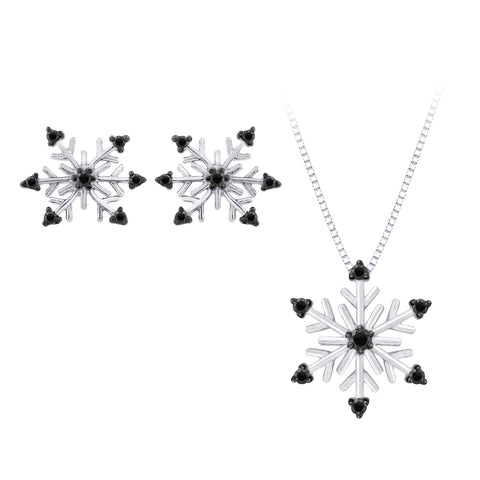 KATARINA 'Snow Flake'' Black Diamond Jewelry Set (1/5 cttw)
