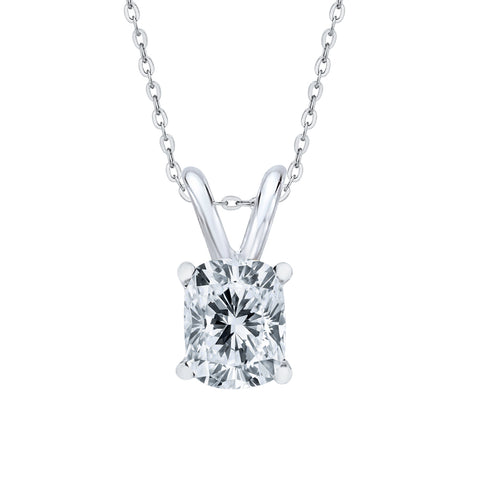 IGI Certified 1.03 ct. E - SI1 Cushion Cut Lab Grown Diamond Solitaire Pendant Necklace in 14K Gold