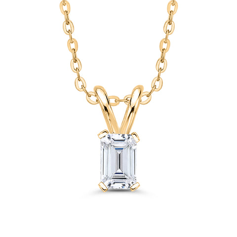 IGI Certified 1.01 ct. E - SI1 Emerald Cut Lab Grown Diamond Solitaire Pendant Necklace in 14K Gold