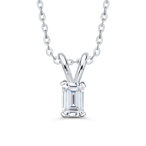 IGI Certified 1.13 ct. D - SI1 Emerald Cut Lab Grown Diamond Solitaire Pendant Necklace in 14K Gold