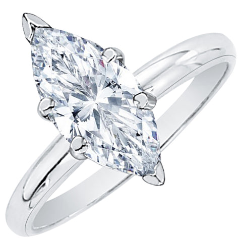 3/8 ct. E - SI2 Marquise Cut Diamond Solitaire Engagement Ring in 14k Gold