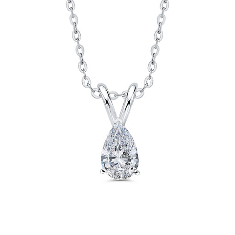 IGI Certified 1 ct. G - VVS2 Pear Cut Lab Grown Diamond Solitaire Pendant Necklace in 14K Gold