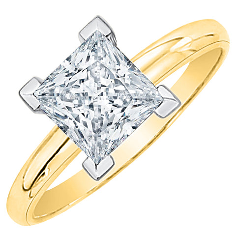 2/3 ct. L - SI2 Princess Cut Diamond Solitaire Engagement Ring in 14k Gold