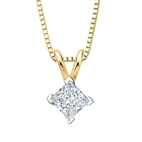 1/2 ct. K - VS1 Princess  Cut Diamond Solitaire Pendant Necklace in 14K Gold