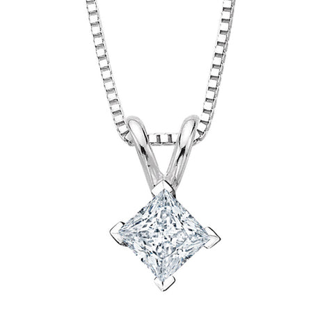 1 ct. K - VS2 Princess  Cut Diamond Solitaire Pendant Necklace in 14K Gold