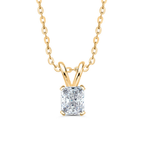 IGI Certified 1.01 ct. F - SI1 Radiant Cut Lab Grown Diamond Solitaire Pendant Necklace in 14K Gold