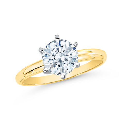 IGI Certified 2 ct. E - VS1 Round Brilliant Cut Lab Grown Diamond Solitaire Engagement Ring in 14k Gold