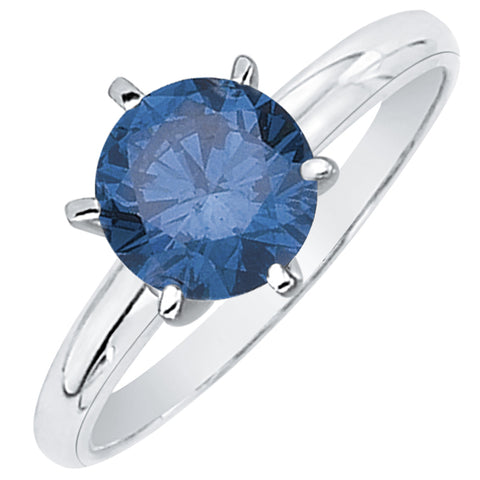 2/3 ct. Blue - I1 Round Brilliant Cut Diamond Solitaire Engagement Ring in 14k Gold