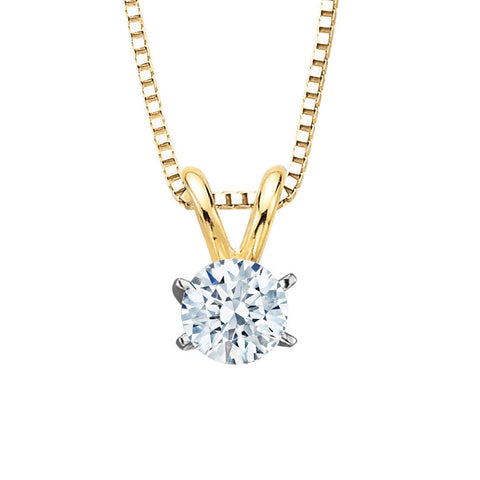 1 1/2 ct. L - VS2 Round Brilliant Cut Diamond Solitaire Pendant Necklace in 14K Gold