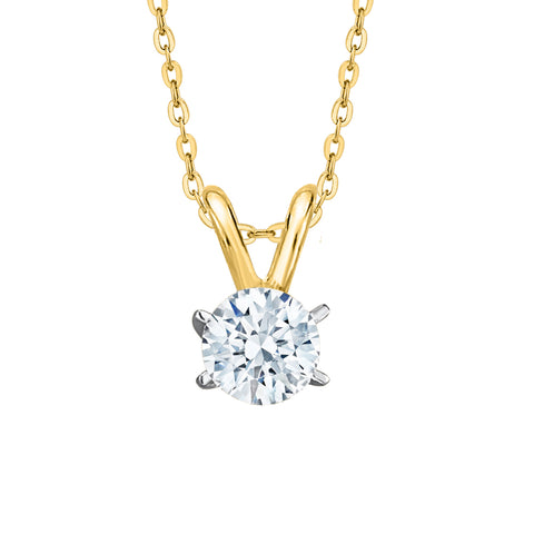 1 ct. G - I2 Round Brilliant Cut Diamond Solitaire Pendant Necklace in 14K Gold