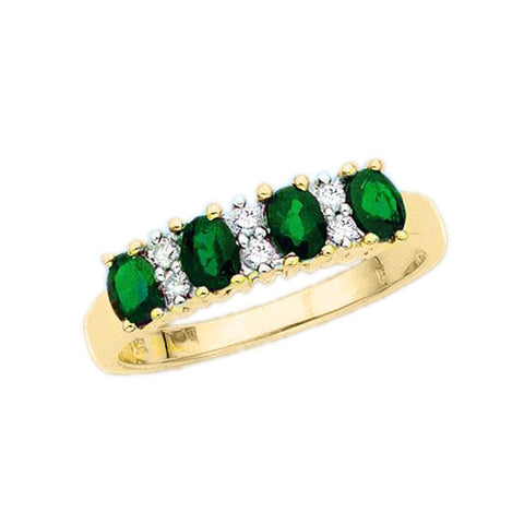 KATARINA Diamond and Emerald Fashion Ring (1/10 cttw)