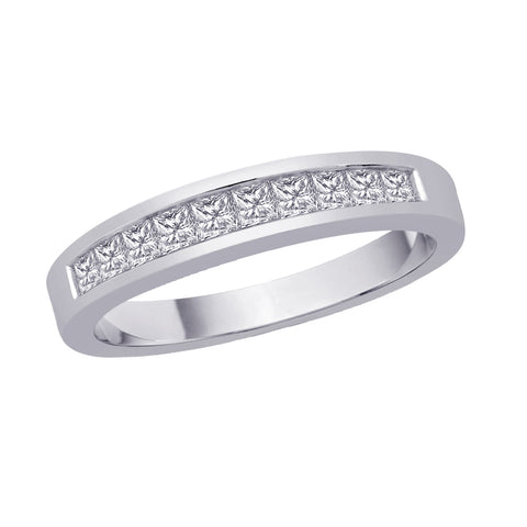 KATARINA Channel Set Princess Cut Diamond Wedding Band (1/2 cttw)