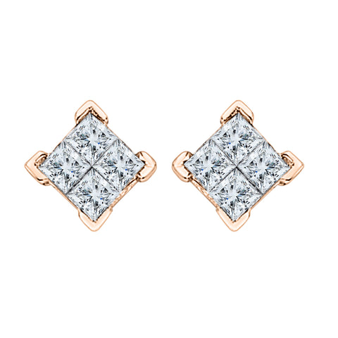 KATARINA Princess Cut Diamond Earrings (1/2 cttw)