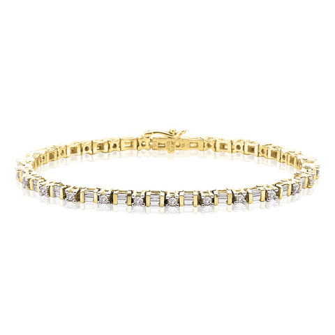 KATARINA 2 cttw Round and Baguette Cut Diamond Tennis Bracelet