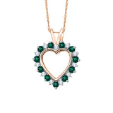 KATARINA 5/8 cttw Diamond with Alternating Emerald Heart Pendant Necklace