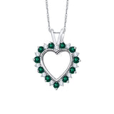 KATARINA 5/8 cttw Diamond with Alternating Emerald Heart Pendant Necklace