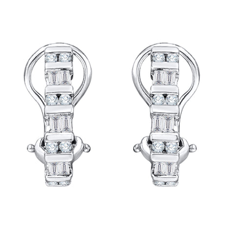 KATARINA Round and Baguette Cut Diamond Earrings (1/2 cttw)