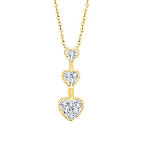 KATARINA Diamond Three Graduating Heart Pendant Necklace (1/10 cttw, JK, I2-I3)