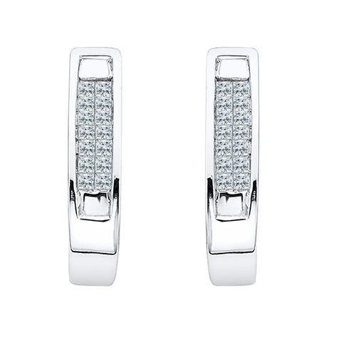 KATARINA 1/4 cttw Princess Cut Diamond Huggie Earrings