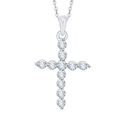 KATARINA 1/4 cttw Diamond Cross Pendant Necklace