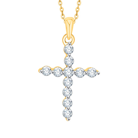 KATARINA 1/4 cttw Diamond Cross Pendant Necklace
