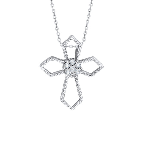 KATARINA Diamond Cross Pendant Necklace (1/20 cttw)