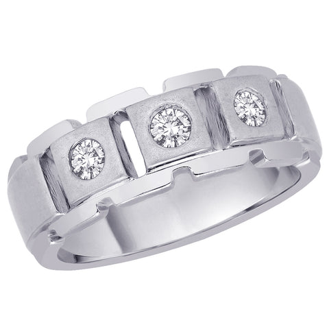 KATARINA Bezel Set 3 Diamond Men's Ring (1/4 cttw)