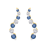 14K Yellow Gold~Blue and White Diamond