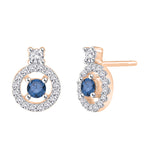 14K Rose Gold~Blue and White Diamond