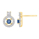 14K Yellow Gold~Blue and White Diamond