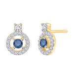 14K Yellow Gold~Blue and White Diamond