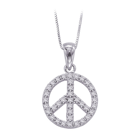 KATARINA Diamond Peace Symbol Pendant Necklace (1/4 cttw)