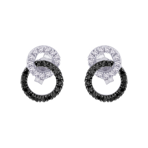 KATARINA Black and White Diamond Circle Jewelry Set