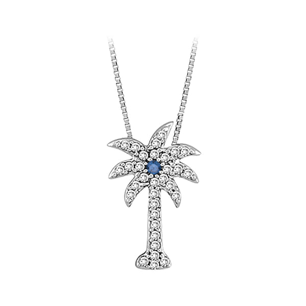 14K White Gold~Blue and White Diamond