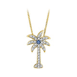 14K Yellow Gold~Blue and White Diamond