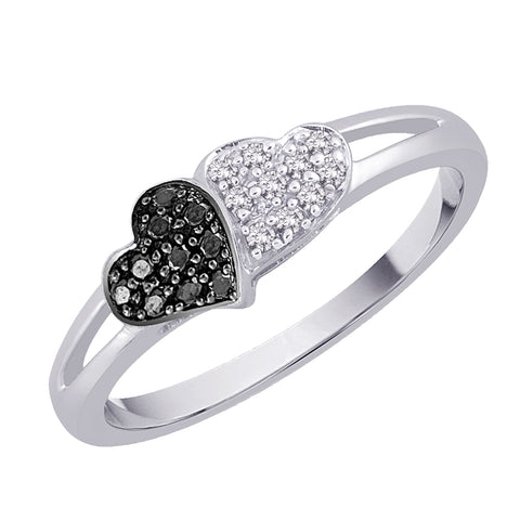 KATARINA Black and White Diamond Heart Jewelry Set (3/8 cttw)