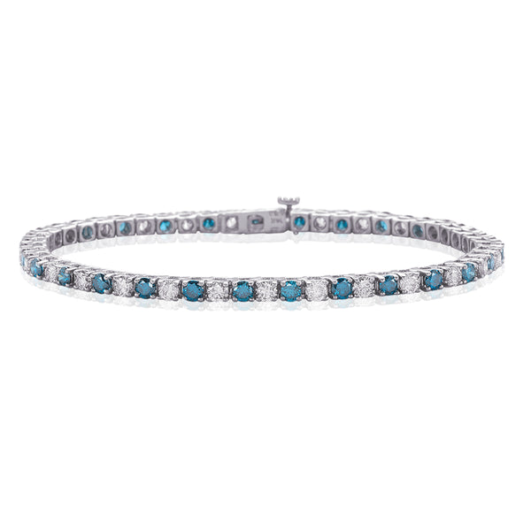 14K White Gold~Blue and White Diamond