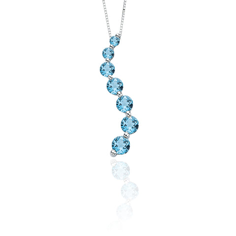KATARINA 2 1/3 cttw Blue Topaz Journey of Love Curve Pendant Necklace