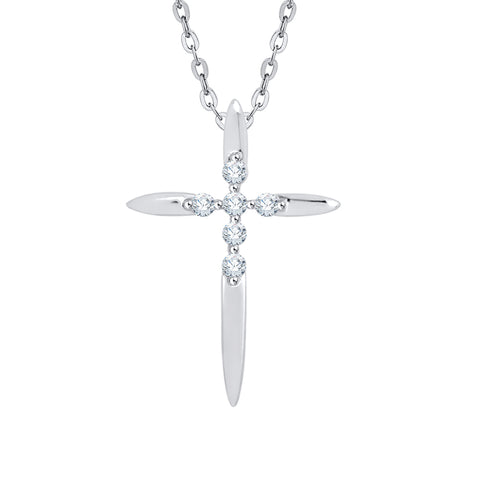 KATARINA 1/10 cttw Diamond Cross Pendant Necklace