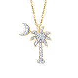 KATARINA (GH, I2-I3) 1/5 cttw Diamond "Palm Tree with Crescent Moon" Pendant Necklace
