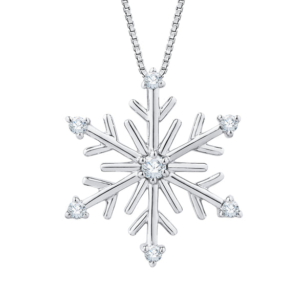 KATARINA 1/10 cttw Diamond "Snow Flake" Pendant Necklace
