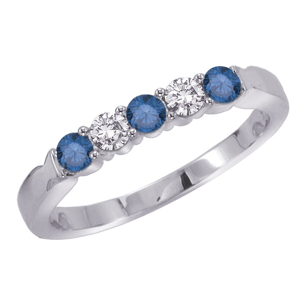 14K White Gold~Blue and White Diamond