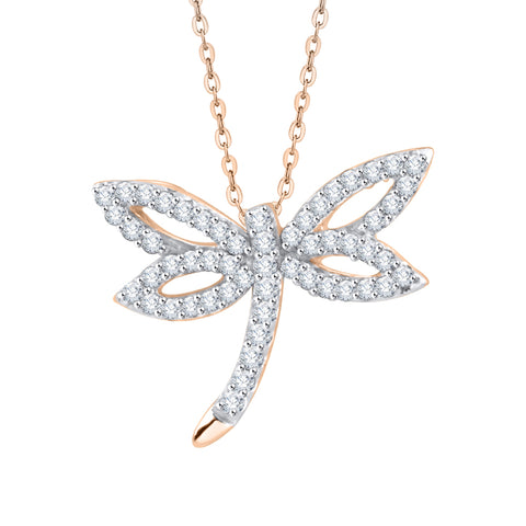 KATARINA Diamond Dragonfly Pendant Necklace (1/4 cttw)